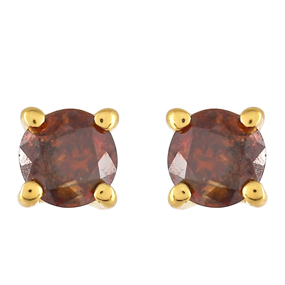 Cercei din Argint 925 Placat cu Aur ( 0.68 grame ) cu Diamant Roșu 0.24 Carate 1 