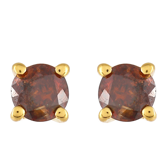 Cercei din Argint 925 Placat cu Aur ( 0.68 grame ) cu Diamant Roșu 0.24 Carate