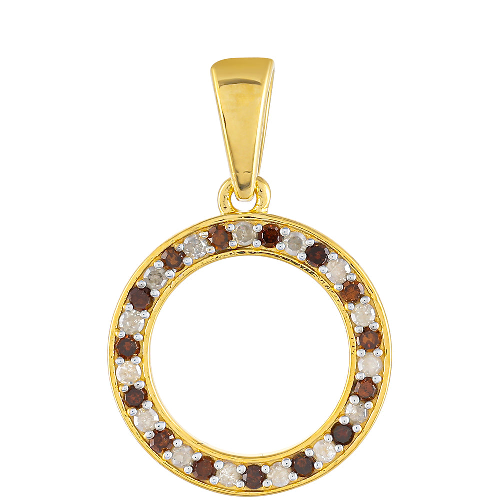 Pandantiv din Argint 925 Placat cu Aur ( 1.59 grame ) cu Diamant Roșu și Diamant Alb 0.33 Carate 1 