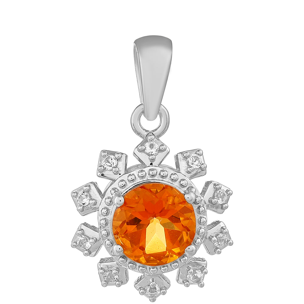 Pandantiv din Argint 925 ( 2.36 grame ) cu Cuarț Padparadscha și Topaz Alb 1.96 Carate