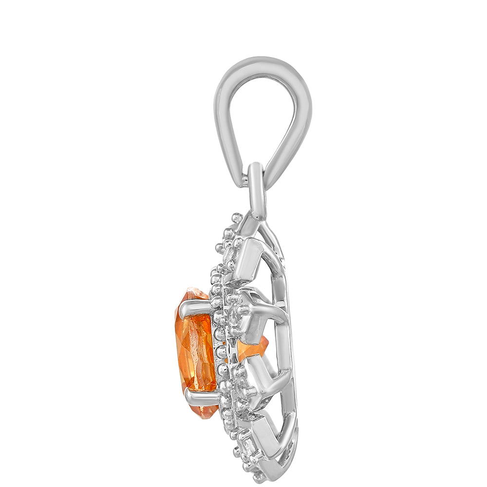 Pandantiv din Argint 925 ( 2.36 grame ) cu Cuarț Padparadscha și Topaz Alb 1.96 Carate 2 