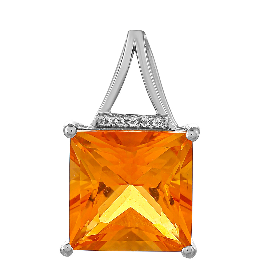 Pandantiv din Argint 925 ( 1.2 grame ) cu Cuarț Padparadscha și Topaz Alb 4.75 Carate