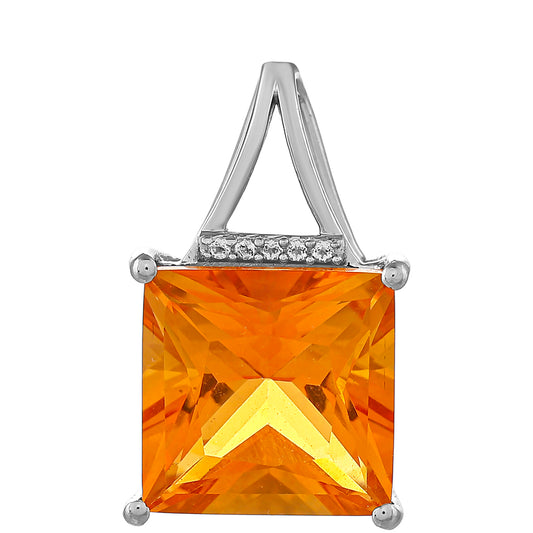 Pandantiv din Argint 925 ( 1.2 grame ) cu Cuarț Padparadscha și Topaz Alb 4.75 Carate