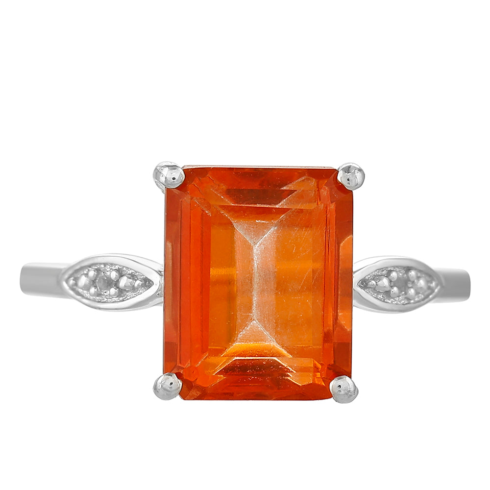 Inel din Argint 925 ( 1.81 grame ) cu Cuarț Padparadscha și Topaz Alb 3.6 Carate 1 
