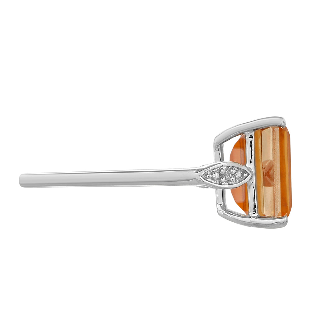 Inel din Argint 925 ( 1.81 grame ) cu Cuarț Padparadscha și Topaz Alb 3.6 Carate 2 