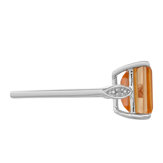 Inel din Argint 925 ( 1.81 grame ) cu Cuarț Padparadscha și Topaz Alb 3.6 Carate