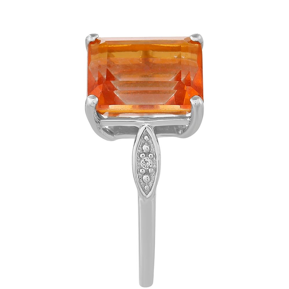 Inel din Argint 925 ( 1.81 grame ) cu Cuarț Padparadscha și Topaz Alb 3.6 Carate 3 