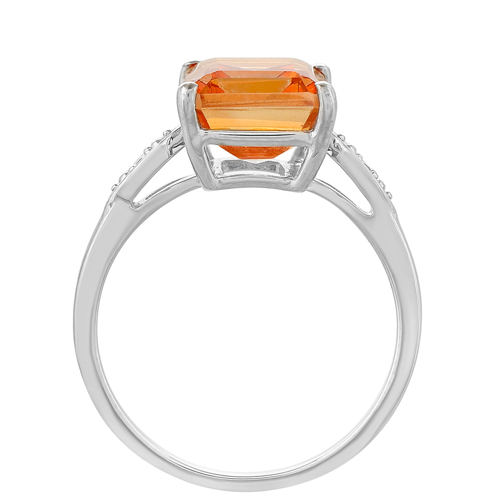 Inel din Argint 925 ( 1.81 grame ) cu Cuarț Padparadscha și Topaz Alb 3.6 Carate