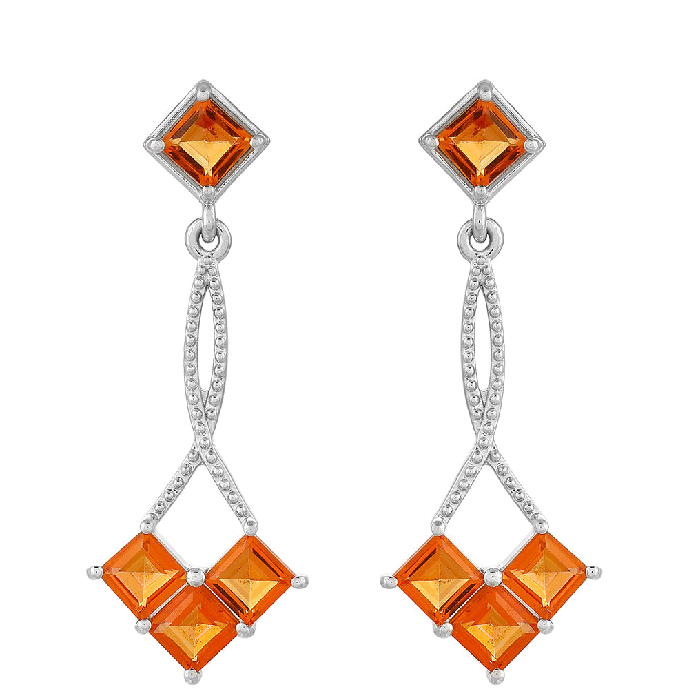 Cercei din Argint 925 ( 3.3 grame ) cu Cuarț Padparadscha 2.62 Carate