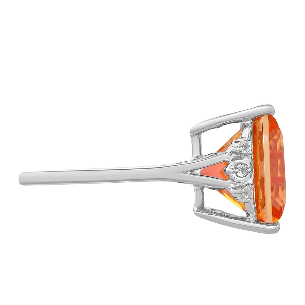 Inel din Argint 925 ( 3.61 grame ) cu Cuarț Padparadscha și Topaz Alb 7.96 Carate 2 