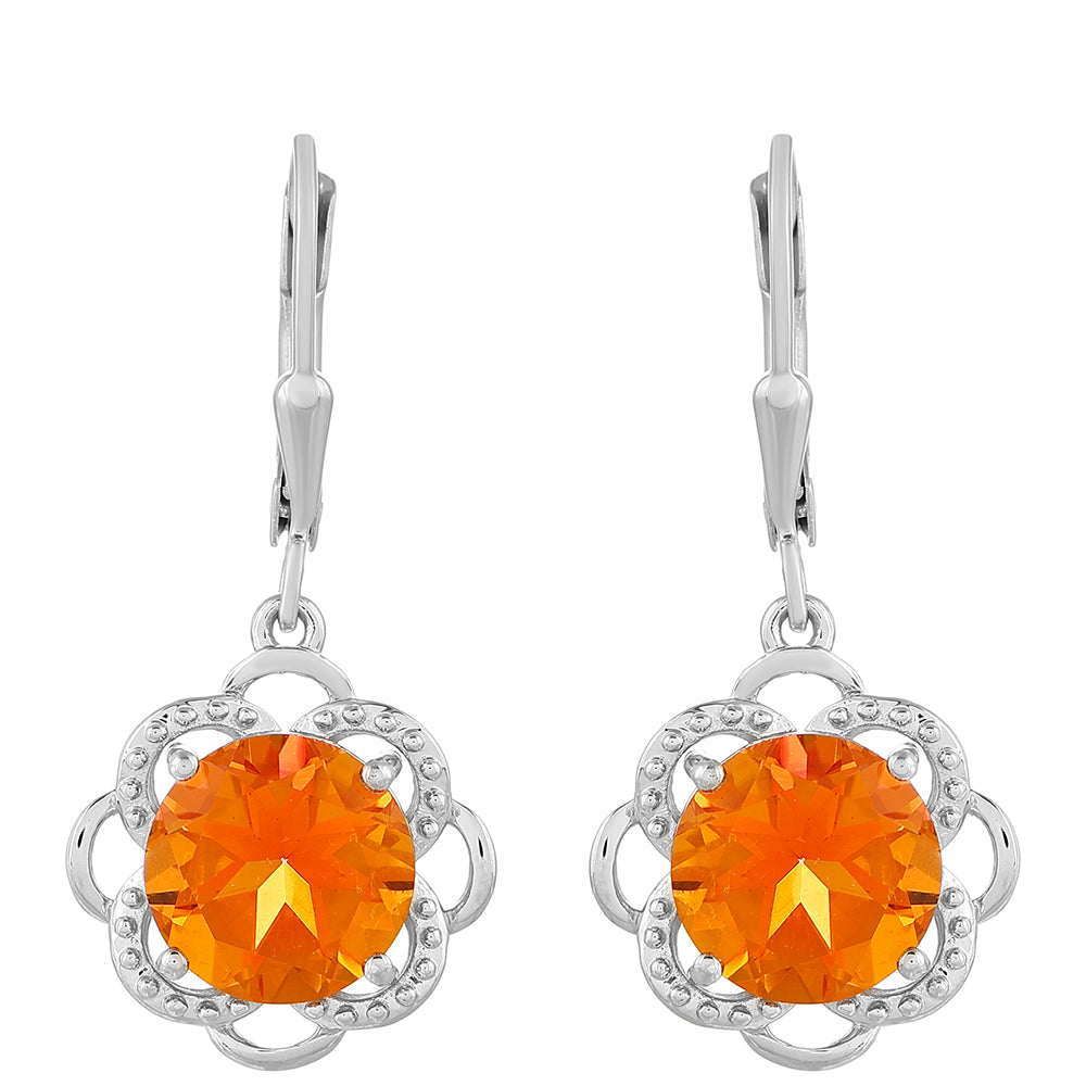 Cercei din Argint 925 ( 2.97 grame ) cu Cuarț Padparadscha 5.16 Carate