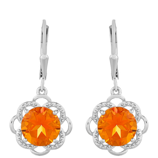 Cercei din Argint 925 ( 2.97 grame ) cu Cuarț Padparadscha 5.16 Carate