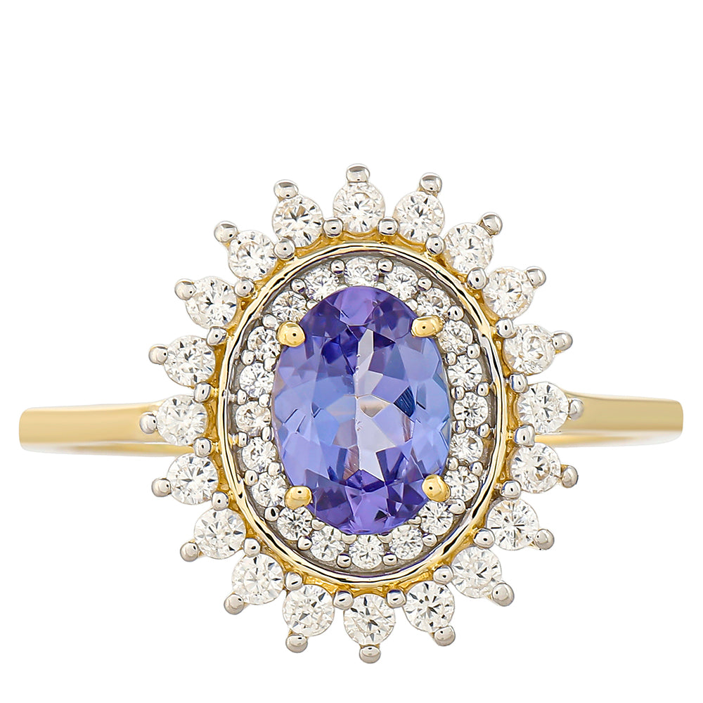 Inel din Aur de 9K ( 1.83 grame ) cu Tanzanit AAA și Zircon Natural 1.43 Carate