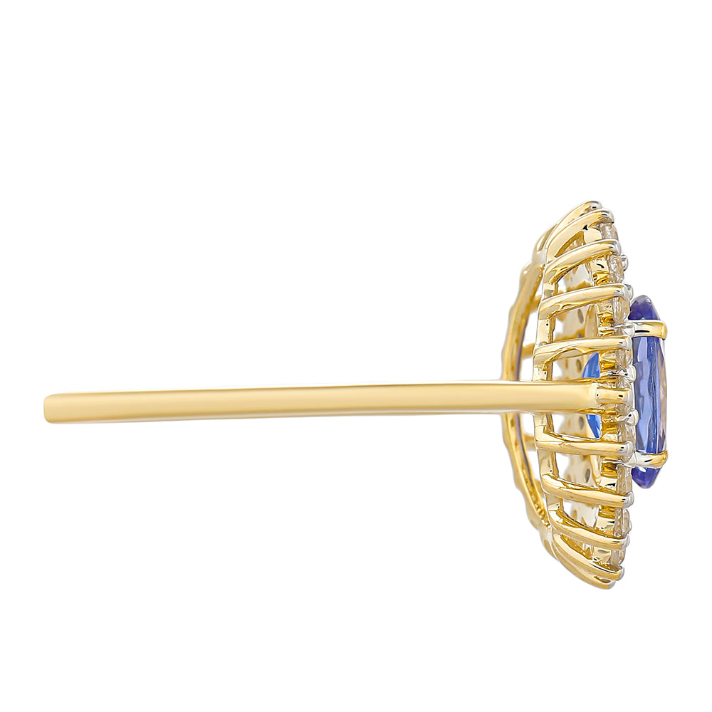 Inel din Aur de 9K ( 1.83 grame ) cu Tanzanit AAA și Zircon Natural 1.43 Carate 2 