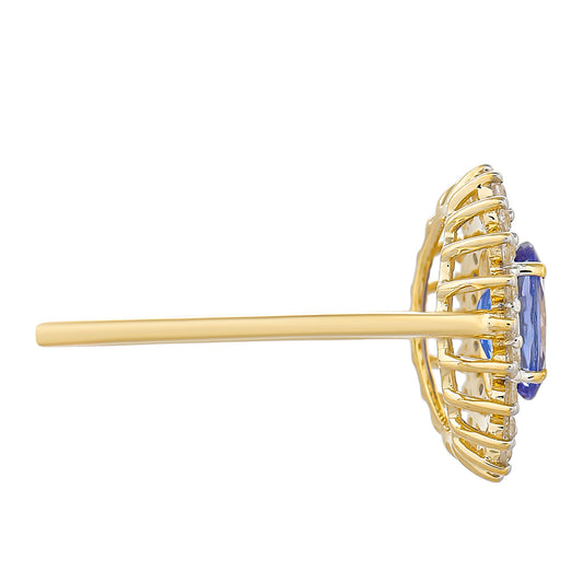 Inel din Aur de 9K ( 1.83 grame ) cu Tanzanit AAA și Zircon Natural 1.43 Carate