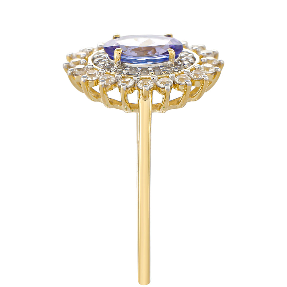 Inel din Aur de 9K ( 1.83 grame ) cu Tanzanit AAA și Zircon Natural 1.43 Carate 3 