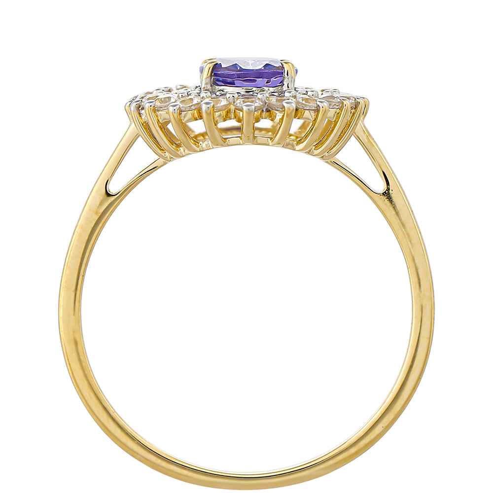 Inel din Aur de 9K ( 1.83 grame ) cu Tanzanit AAA și Zircon Natural 1.43 Carate