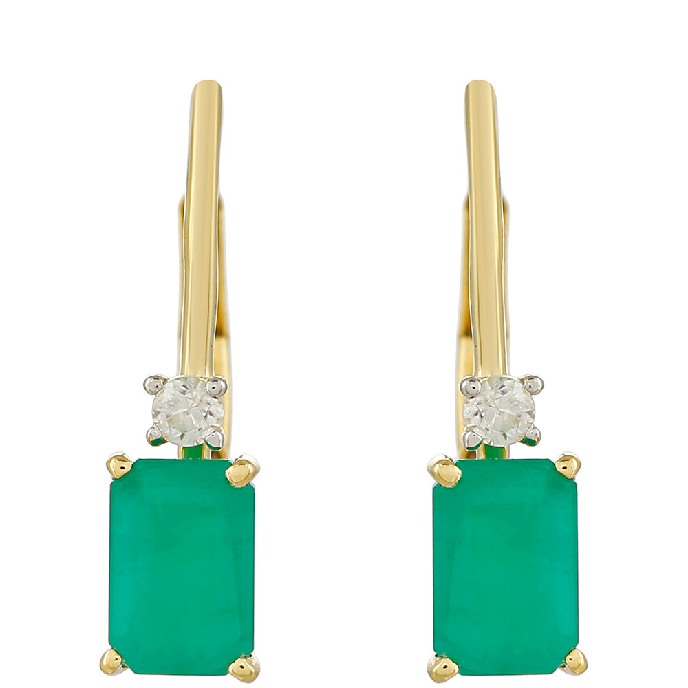 Cercei din Aur de 9K ( 0.86 grame ) cu Smarald Brazilian și Zircon Natural 1.33 Carate