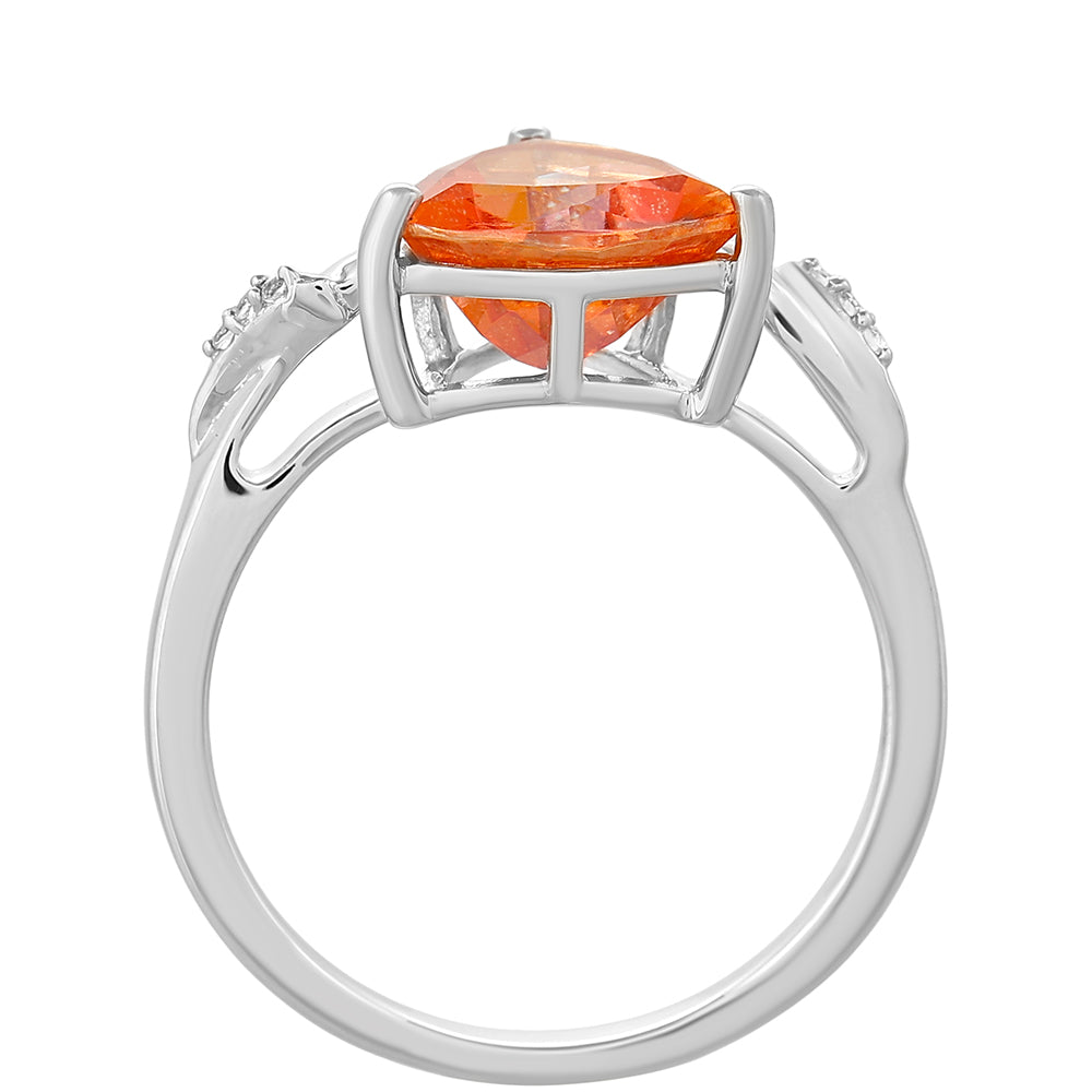Inel din Argint 925 ( 2.32 grame ) cu Cuarț Padparadscha și Topaz Alb 2.03 Carate 4 