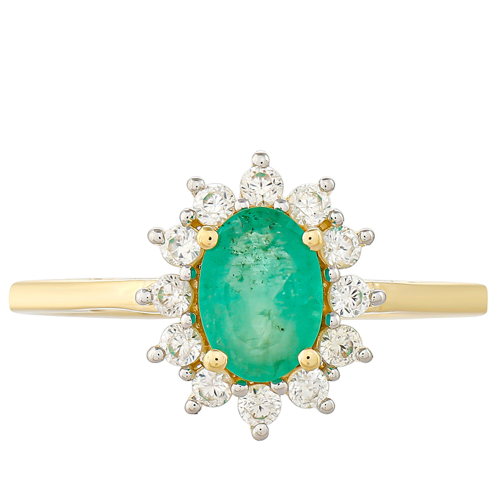 Inel din Aur de 9K ( 1.54 grame ) cu Smarald Brazilian și Zircon Natural 1.14 Carate 1 