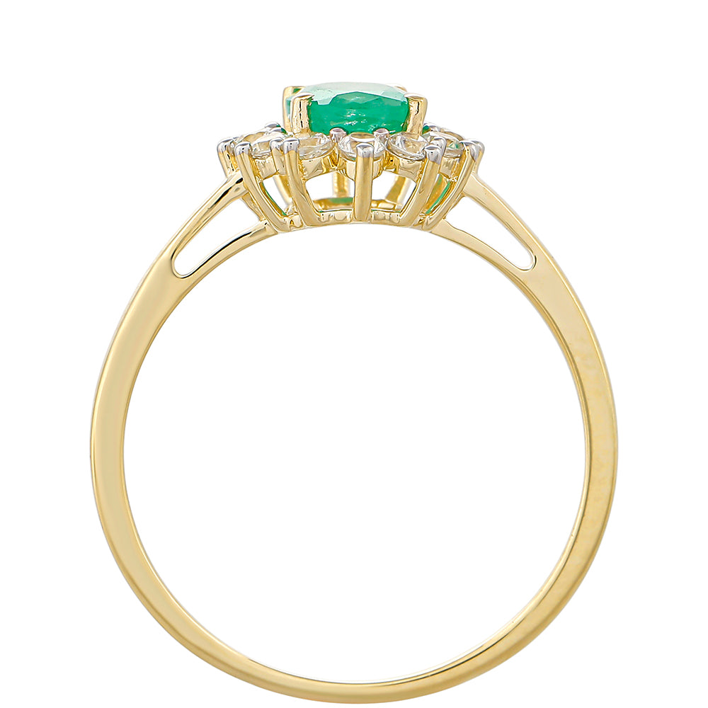 Inel din Aur de 9K ( 1.54 grame ) cu Smarald Brazilian și Zircon Natural 1.14 Carate 4 