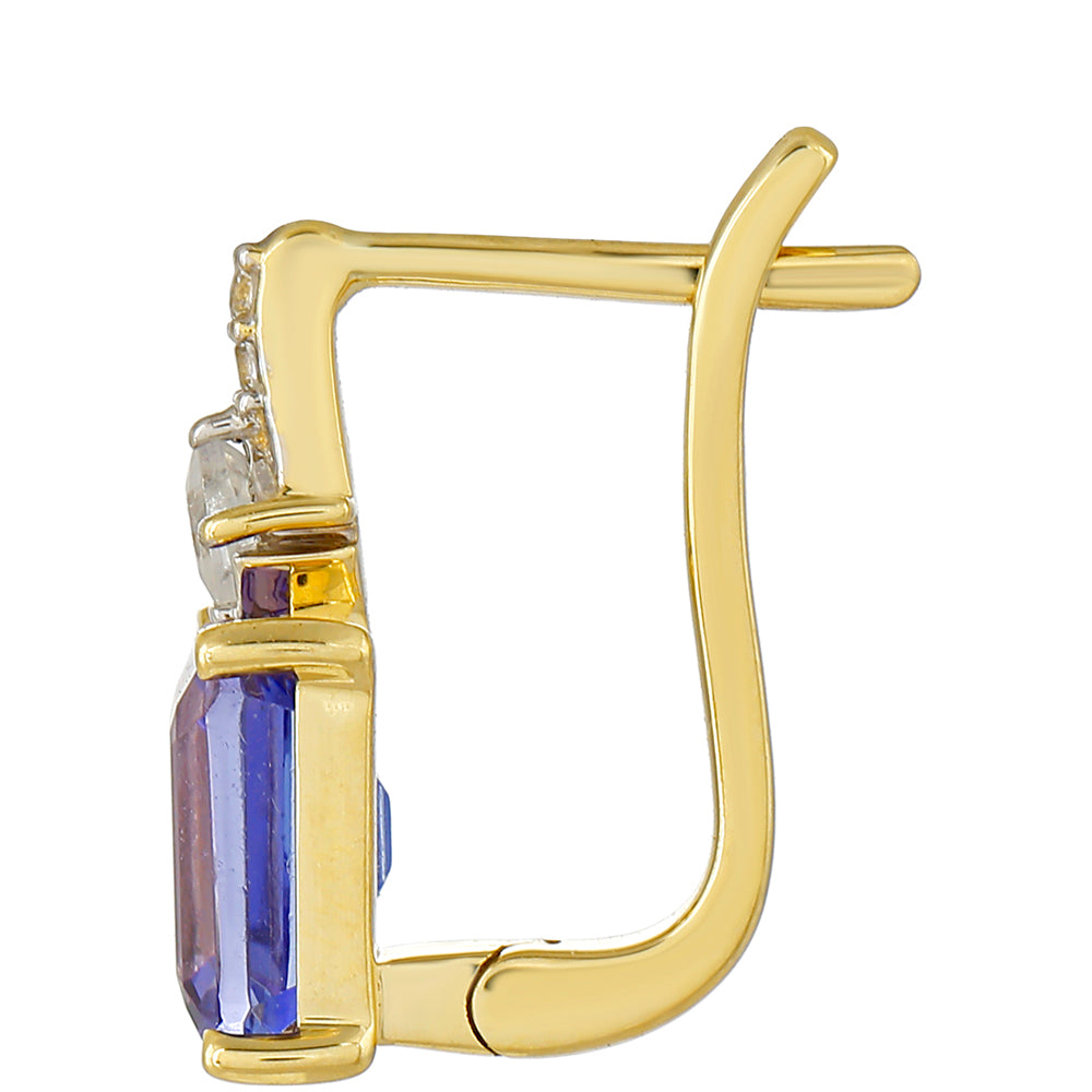 Cercei din Aur de 9K ( 2.04 grame ) cu Tanzanit AAA și Zircon Natural 2.18 Carate 2 