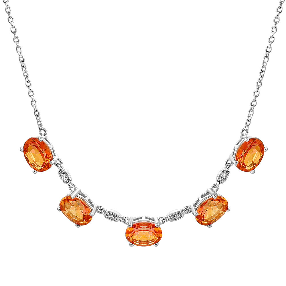 Colier din Argint 925 ( 5.59 grame ) cu Cuarț Padparadscha și Topaz Alb 9.1 Carate