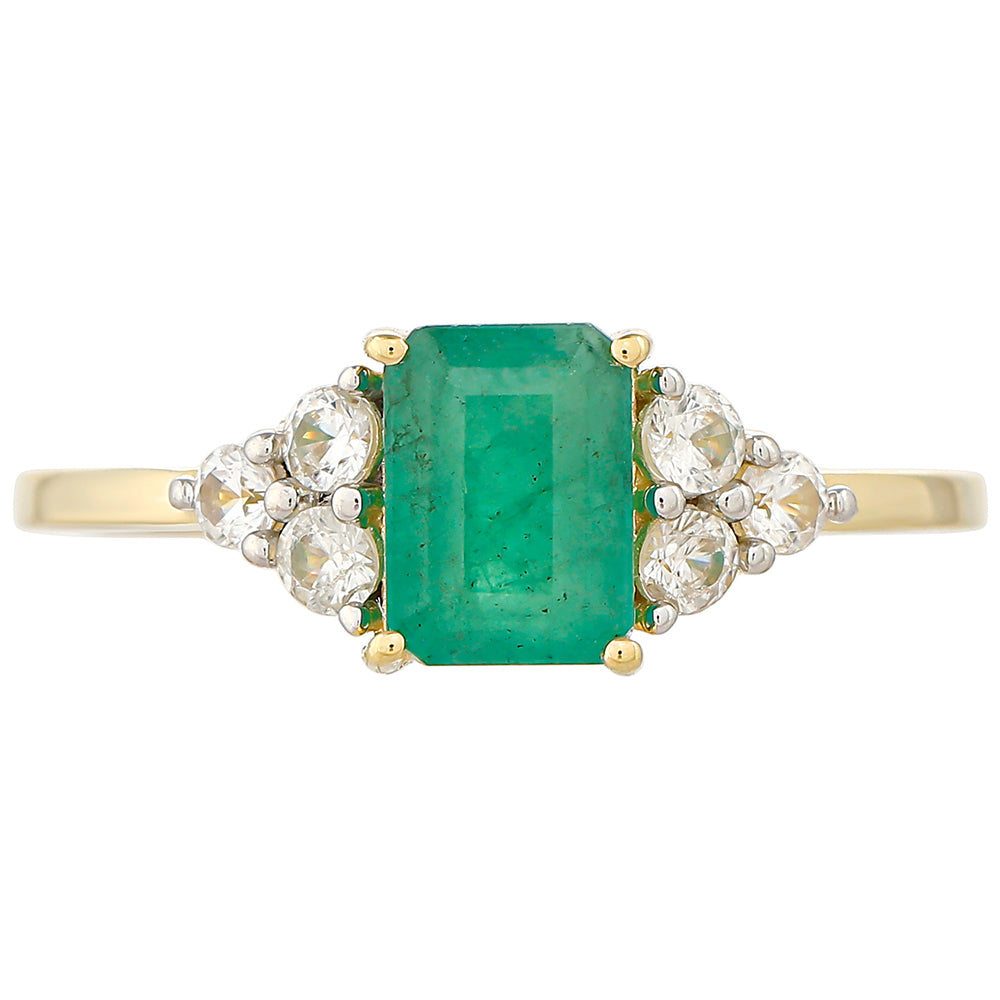 Inel din Aur de 9K ( 1.63 grame ) cu Smarald Brazilian și Zircon Natural 1.53 Carate