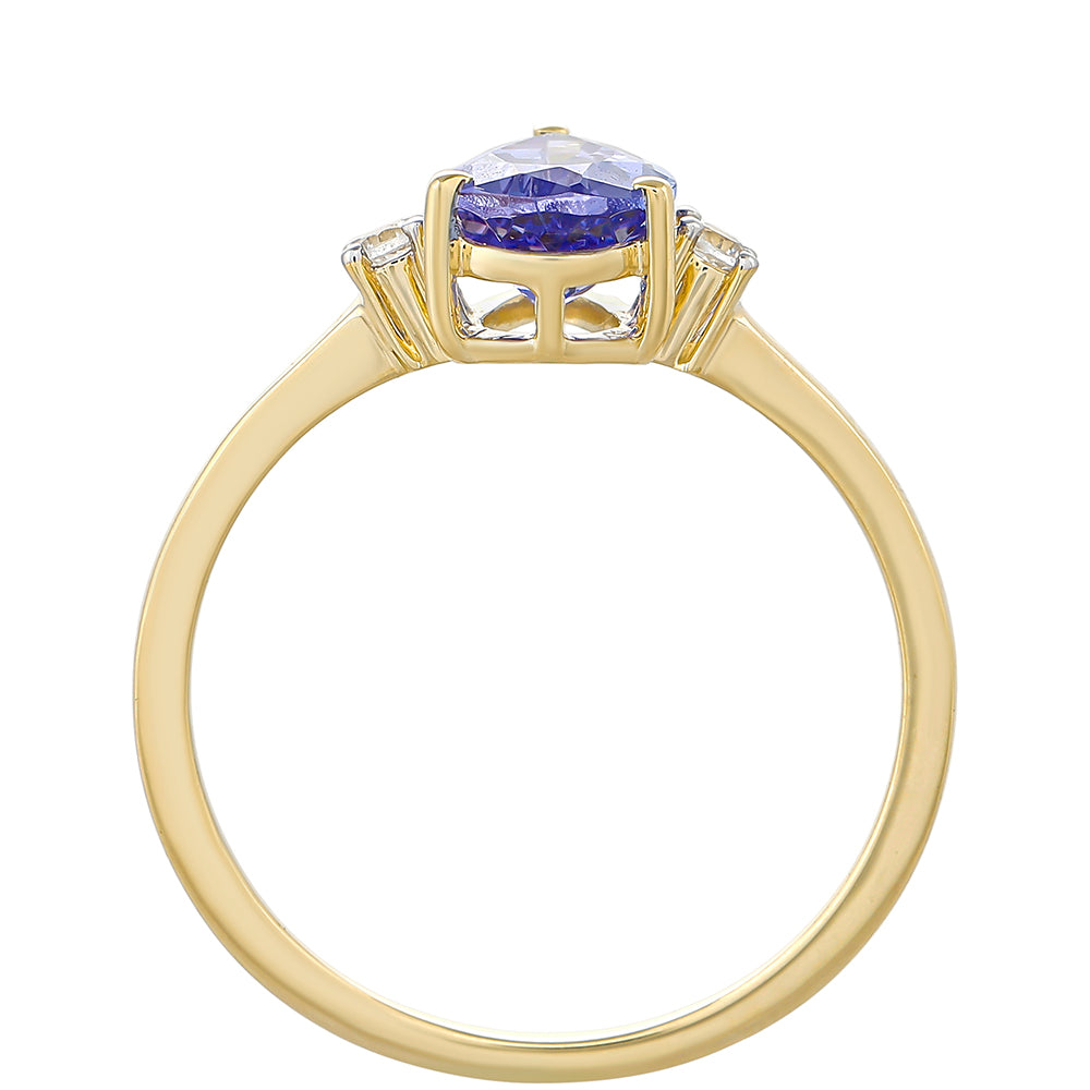Inel din Aur de 9K ( 1.48 grame ) cu Tanzanit AAA și Zircon Natural 1.07 Carate 4 