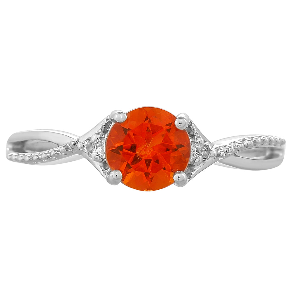 Inel din Argint 925 ( 1.52 grame ) cu Cuarț Padparadscha și Topaz Alb 0.8 Carate