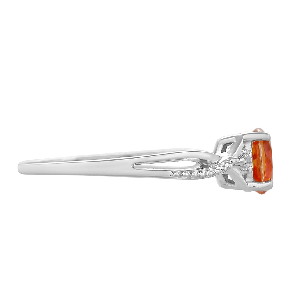 Inel din Argint 925 ( 1.52 grame ) cu Cuarț Padparadscha și Topaz Alb 0.8 Carate 2 