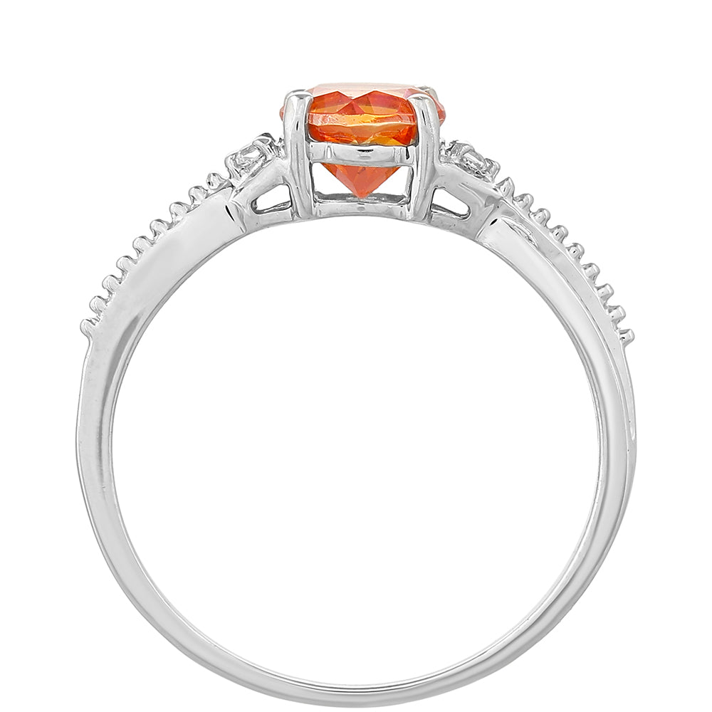 Inel din Argint 925 ( 1.52 grame ) cu Cuarț Padparadscha și Topaz Alb 0.8 Carate 4 