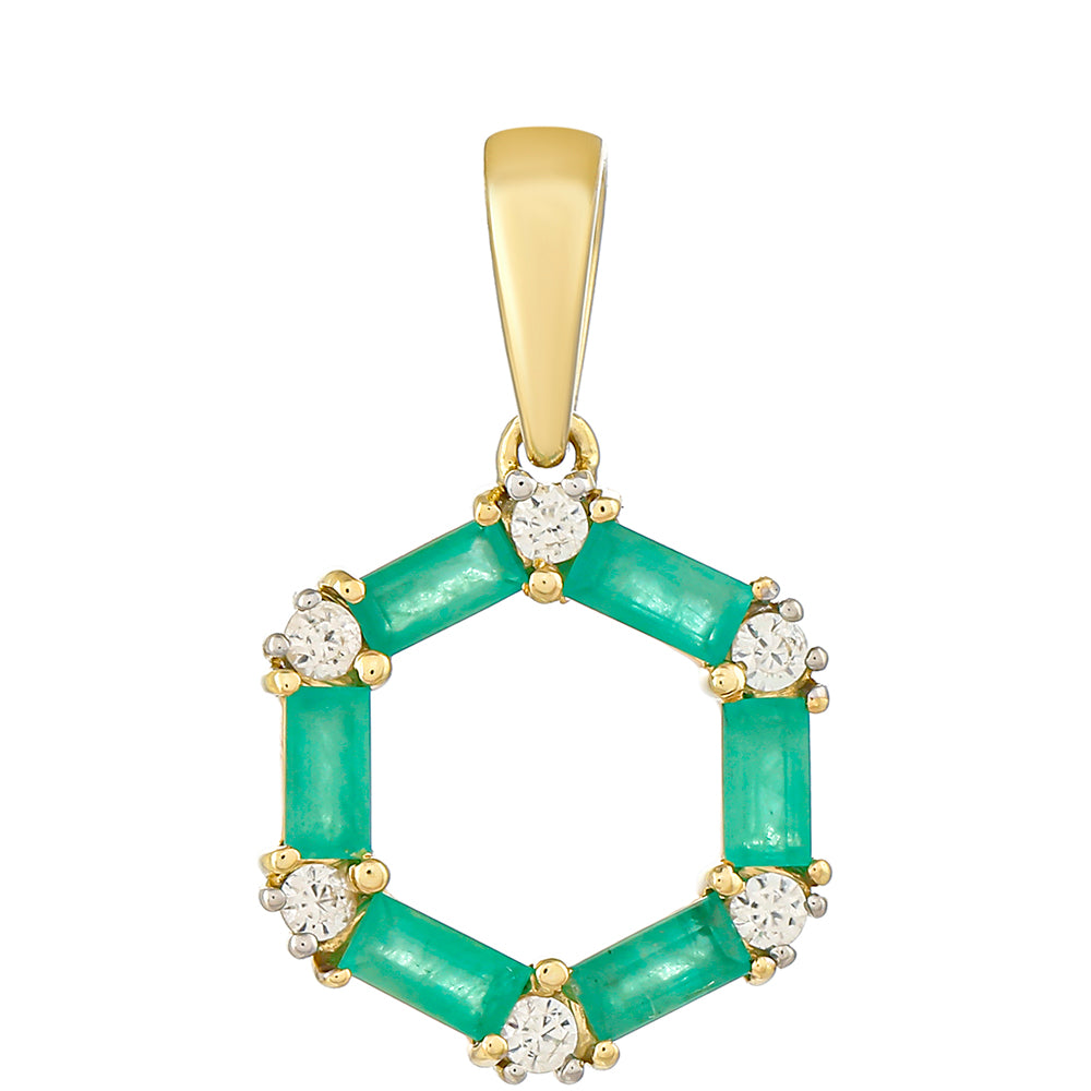 Pandantiv din Aur de 9K ( 1.15 grame ) cu Smarald Brazilian și Zircon Natural 0.88 Carate