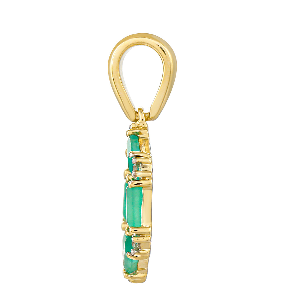 Pandantiv din Aur de 9K ( 1.15 grame ) cu Smarald Brazilian și Zircon Natural 0.88 Carate 2 