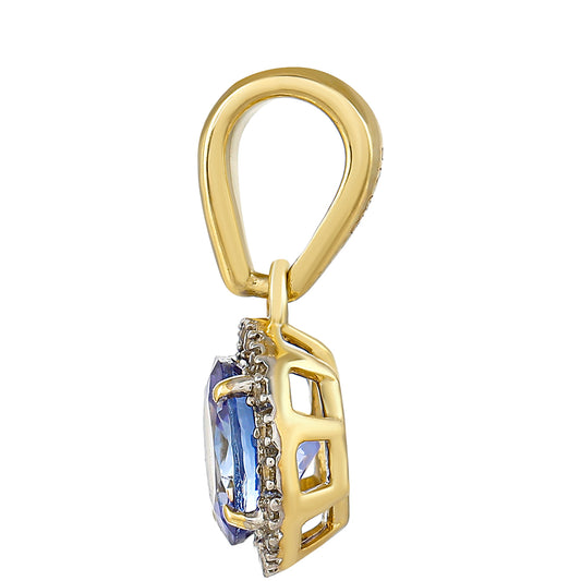 Pandantiv din Aur de 9K ( 0.94 grame ) cu Tanzanit AAA și Zircon Natural 0.94 Carate