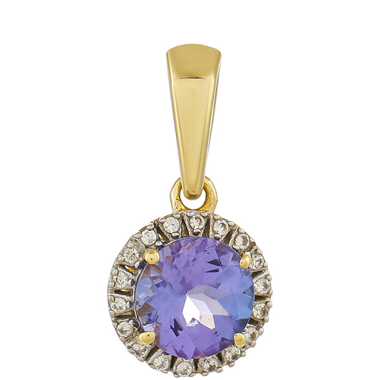 Pandantiv din Aur de 9K ( 0.94 grame ) cu Tanzanit AAA și Zircon Natural 0.94 Carate