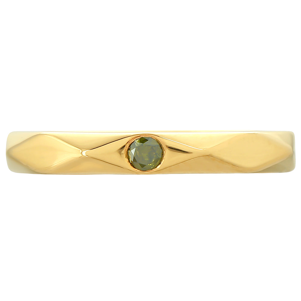 Inel din Argint 925 Placat cu Aur ( 1.61 grame ) cu Diamant Verde 0.06 Carate 1 