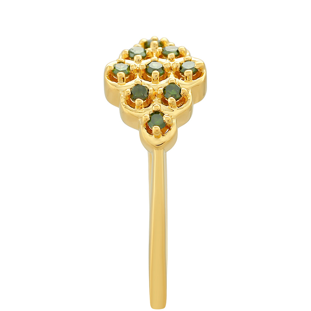 Inel din Argint 925 Placat cu Aur ( 1.47 grame ) cu Diamant Verde 0.13 Carate