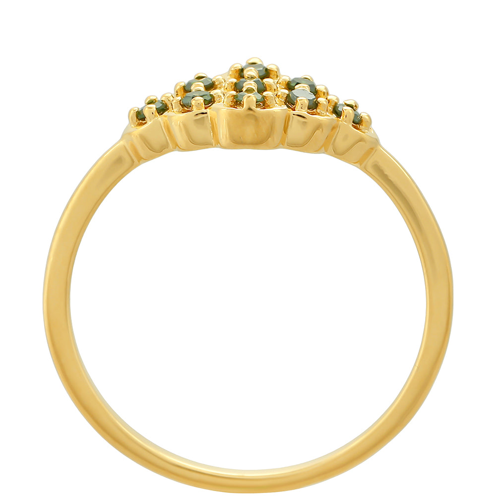 Inel din Argint 925 Placat cu Aur ( 1.47 grame ) cu Diamant Verde 0.13 Carate 4 