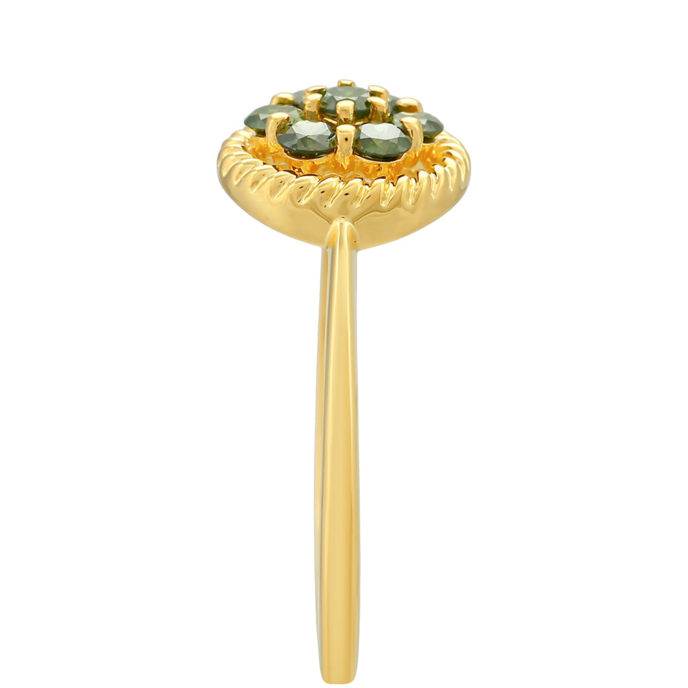 Inel din Argint 925 Placat cu Aur ( 1.49 grame ) cu Diamant Verde 0.34 Carate