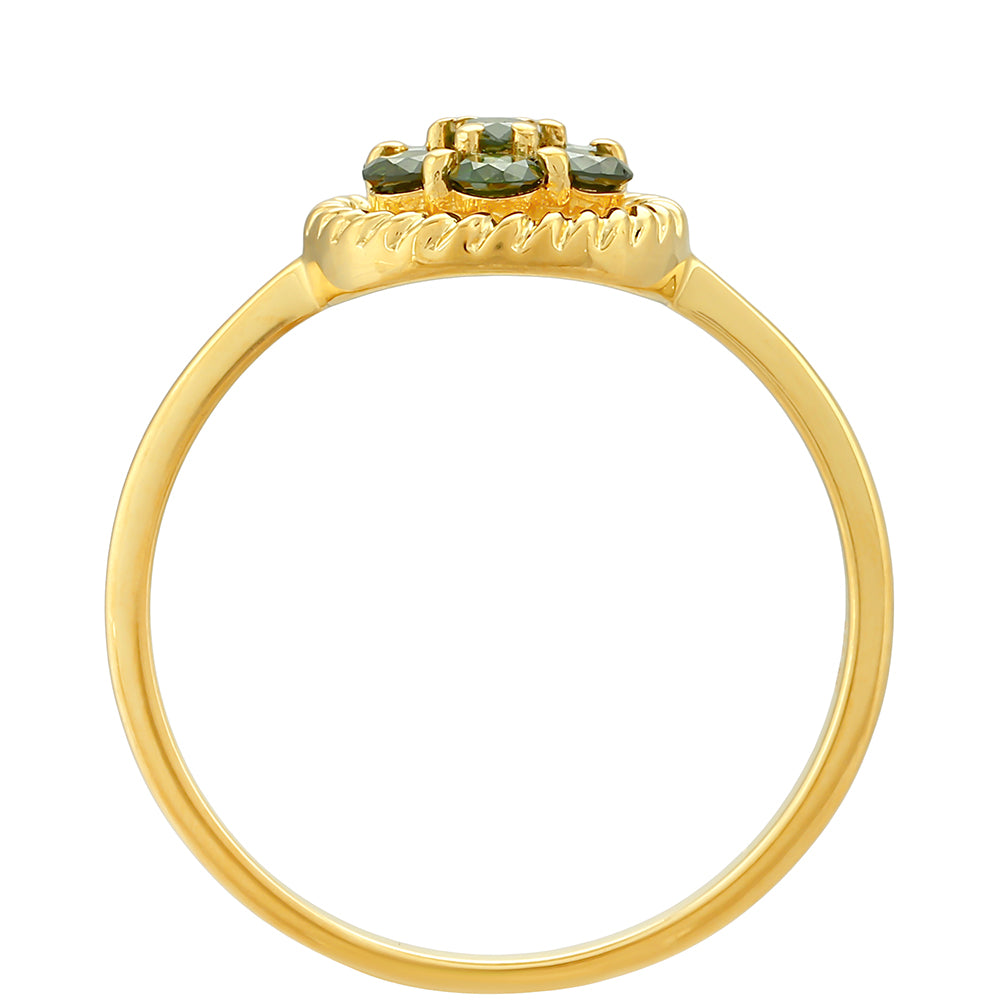 Inel din Argint 925 Placat cu Aur ( 1.49 grame ) cu Diamant Verde 0.34 Carate