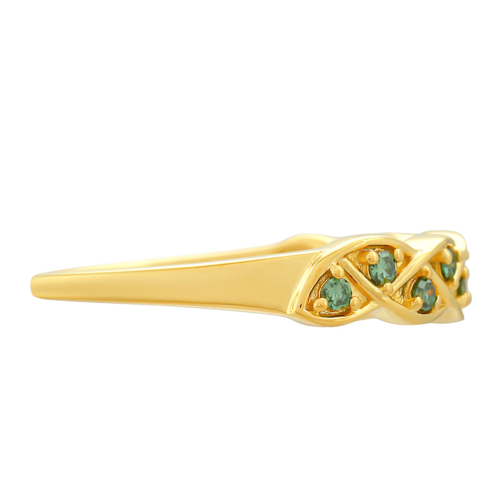 Inel din Argint 925 Placat cu Aur ( 1.96 grame ) cu Diamant Verde 0.16 Carate