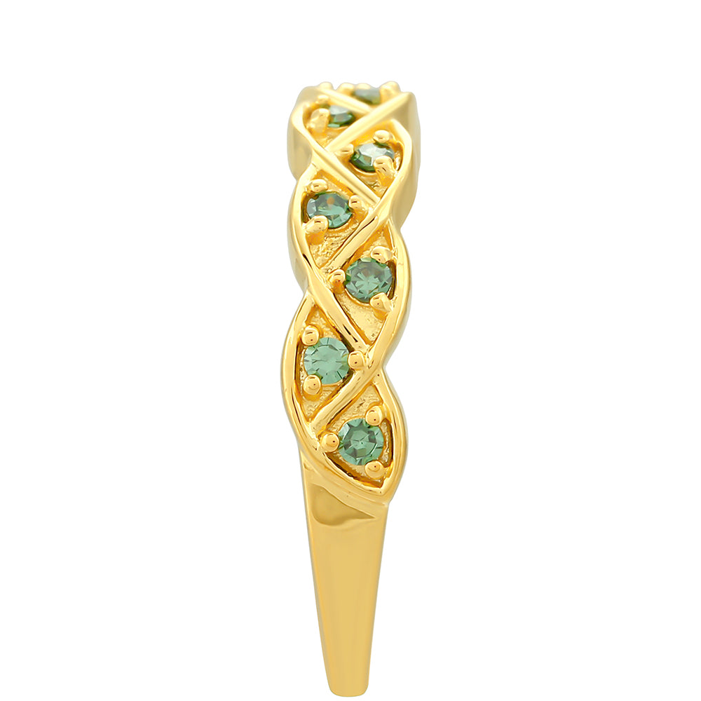 Inel din Argint 925 Placat cu Aur ( 1.96 grame ) cu Diamant Verde 0.16 Carate