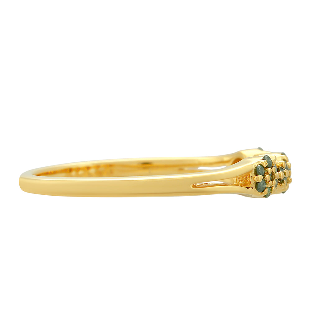 Inel din Argint 925 Placat cu Aur ( 1.38 grame ) cu Diamant Verde 0.12 Carate