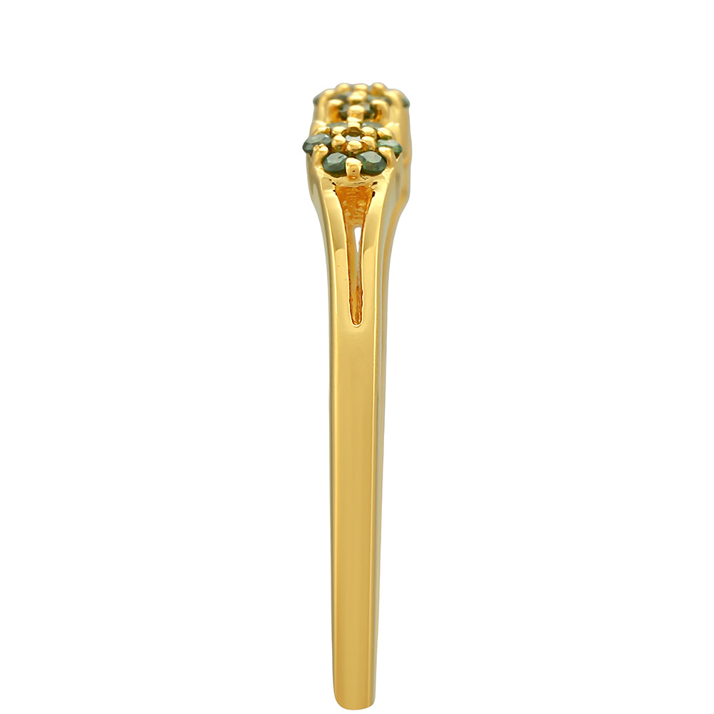 Inel din Argint 925 Placat cu Aur ( 1.38 grame ) cu Diamant Verde 0.12 Carate