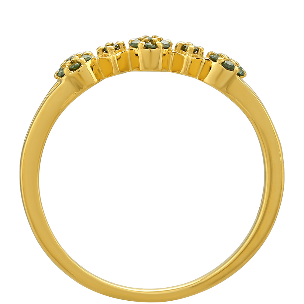 Inel din Argint 925 Placat cu Aur ( 1.38 grame ) cu Diamant Verde 0.12 Carate 4 