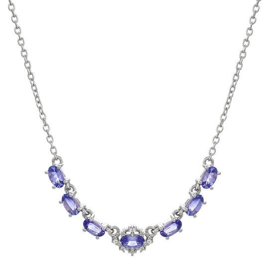 Colier din Argint 925 ( 4.65 grame ) cu Tanzanit AAA și Topaz Alb 1.86 Carate