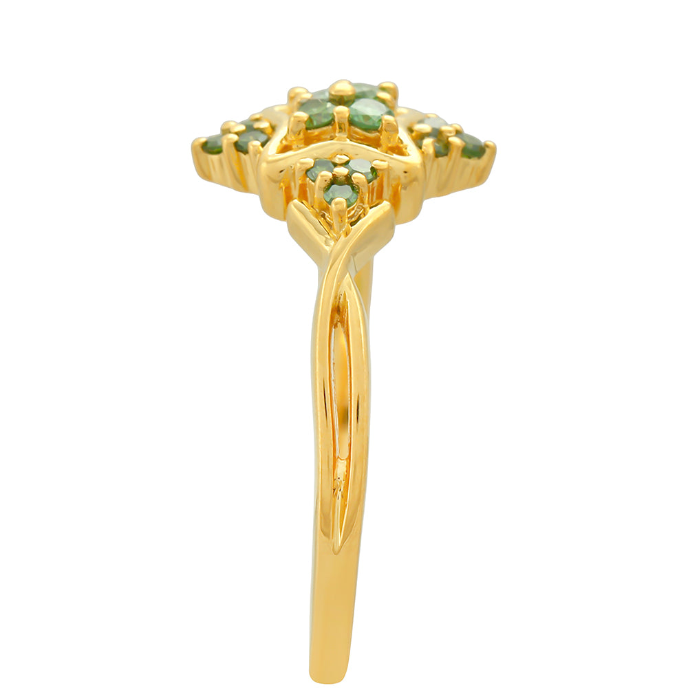 Inel din Argint 925 Placat cu Aur ( 2.21 grame ) cu Diamant Verde 0.21 Carate 3 