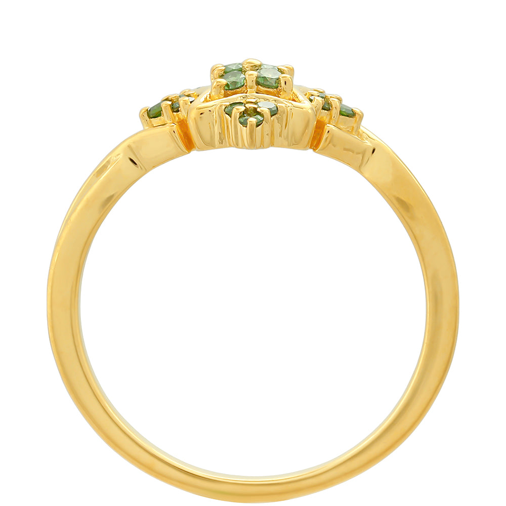 Inel din Argint 925 Placat cu Aur ( 2.21 grame ) cu Diamant Verde 0.21 Carate 4 