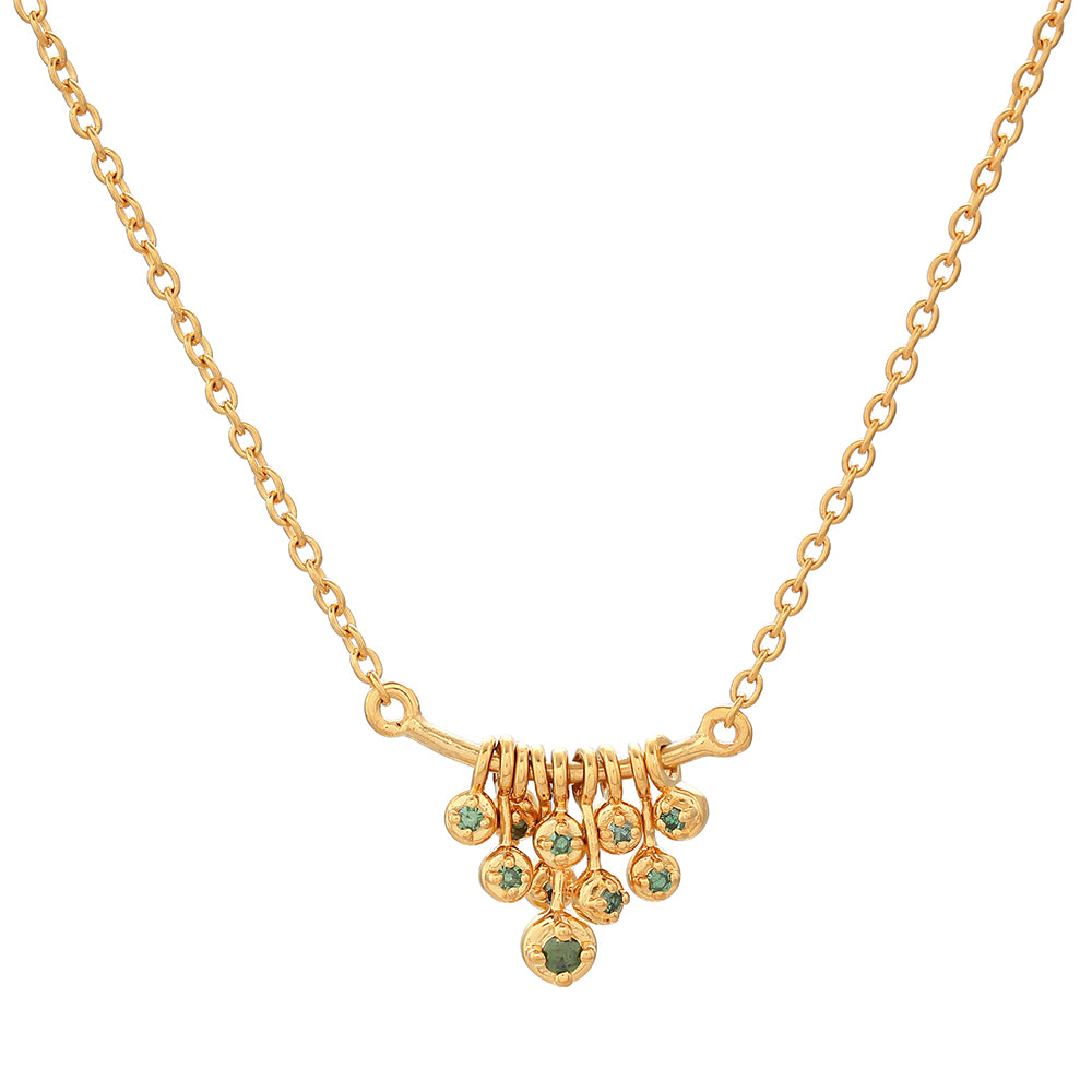 Colier din Argint 925 Placat cu Aur ( 4.53 grame ) cu Diamant Verde 0.1 Carate 1 